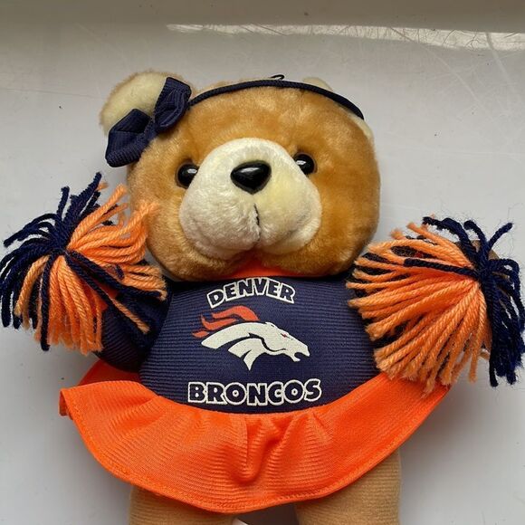 Vintage 1998 NFL Good Stuff Denver Broncos Cheerleader Teddy Bear/yarn pompoms - Picture 2 of 9